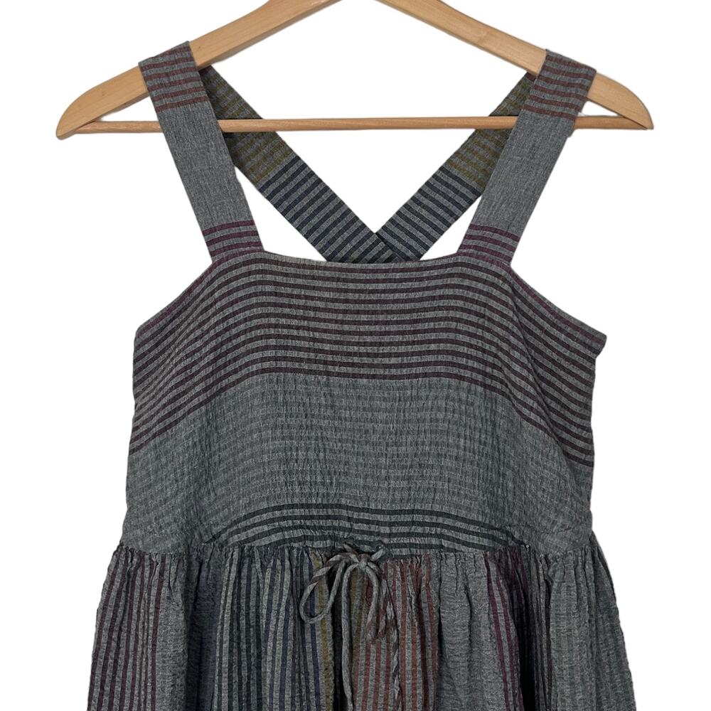 Sita Murt Striped Crepe Midi Dress Lightweight Comfy Cross Back BOHO Size Small - Picture 4 of 11
